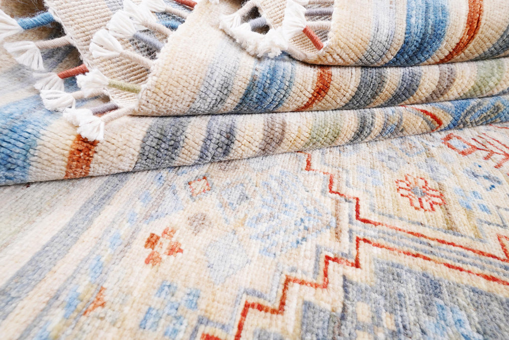 Handmade Sultani Rug 7.94 x 5.54 ft, Turkish Style Area Rug, Neutral Beige Wool Rug, Vintage Look Handwoven Rug, Luxury Living Room Carpet