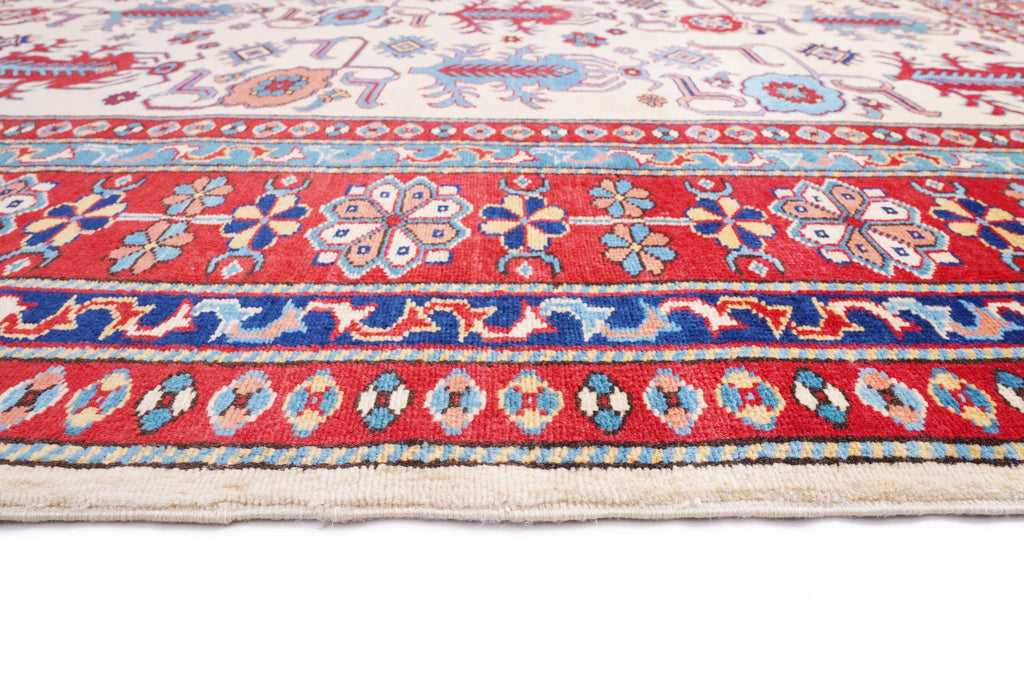 Handmade Shirvan Rug 7.61 x 6.07 ft, Caucasian Tribal Wool Rug, Vintage Geometric Rug, Oriental Carpet, Red Blue Handmade Turkish Style Rug