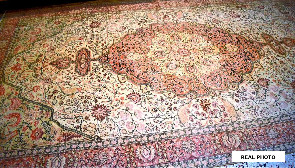 Hand Knotted Kayseri Rug 7.5x12 ft, Vintage Turkish Area Rug, Large Oushak Style Carpet, Handmade Wool Rug, Neutral Luxury Living Room Rug