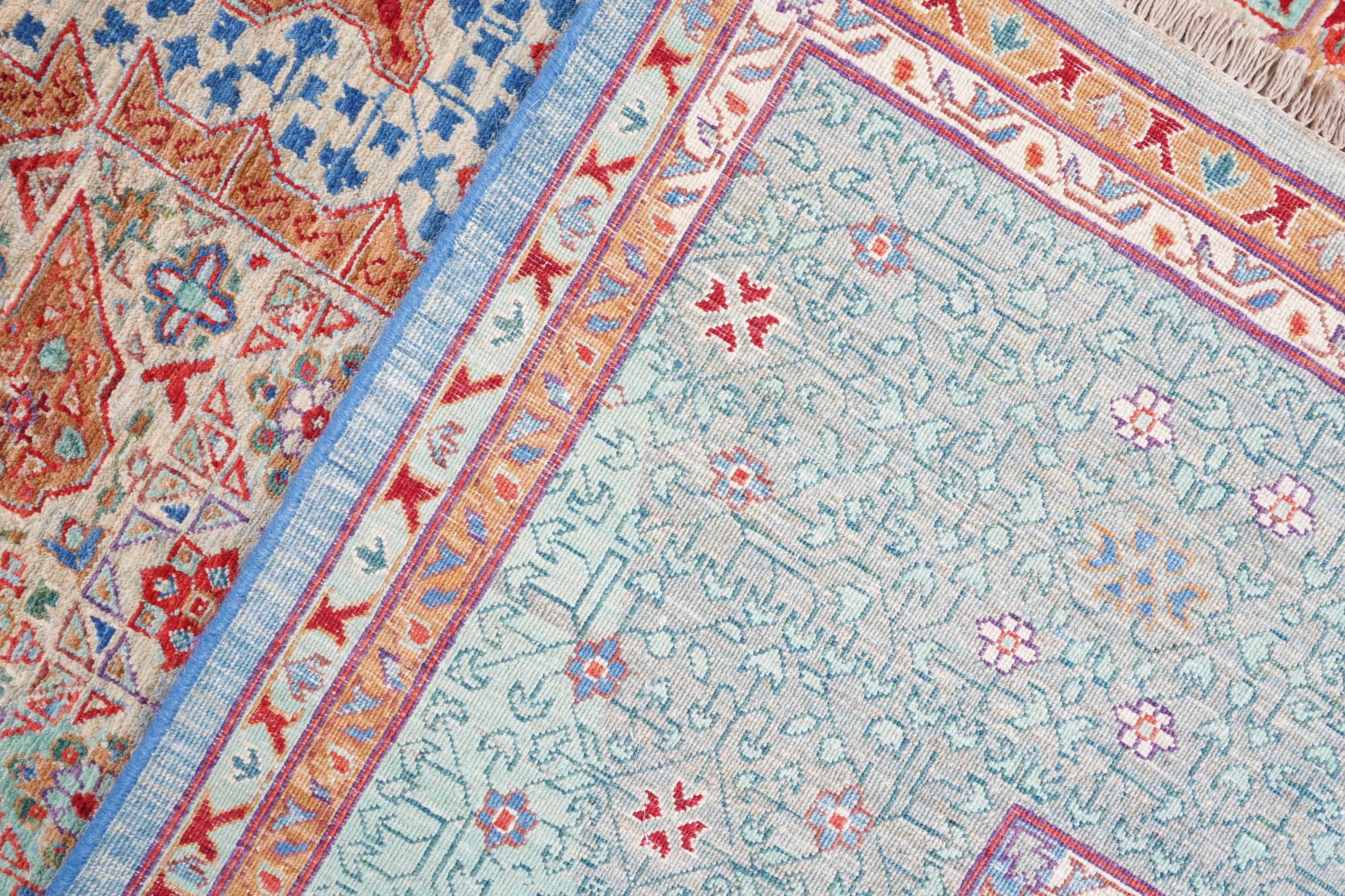 Hand Knotted Mamluk Rug 9.9x8 ft, Vintage Style Wool Cotton Area Rug, Large Pastel Turkish Rug, Luxury Oriental Carpet, One of a Kind Rug
