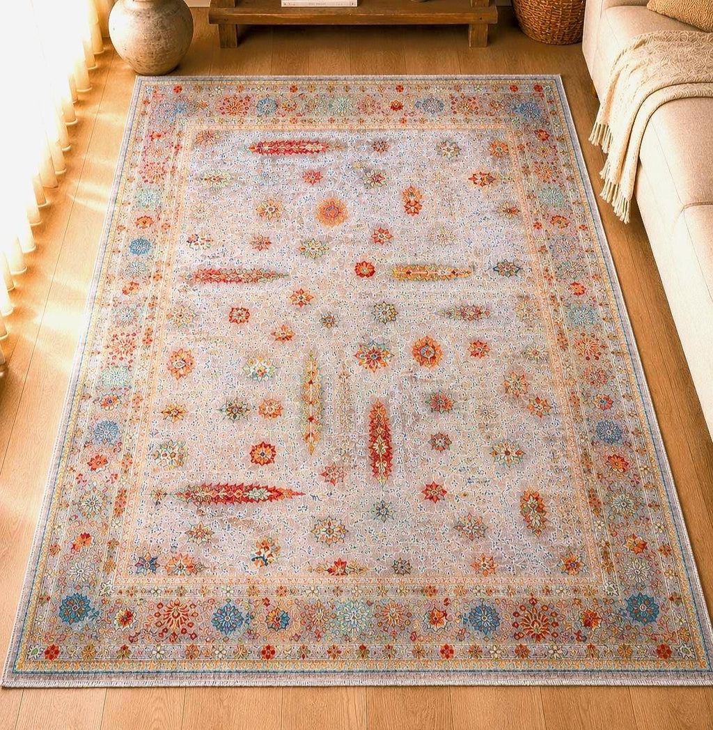 Luxury Hand-Knotted Mamluk Rug 9.90x6.82 ft, Pastel Vintage Oriental Rug, Wool Cotton Handmade Area Rug, Large Turkish Style Rug