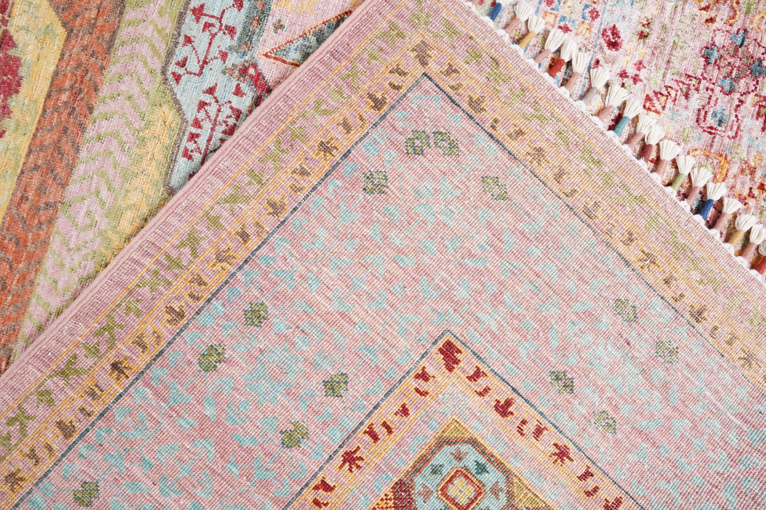 Pastel Vintage Turkish Rug 7.80 x 5.67 Ft – Handmade Oushak Area Rug – Soft Pink Boho Rug – One of a Kind Anatolian Carpet