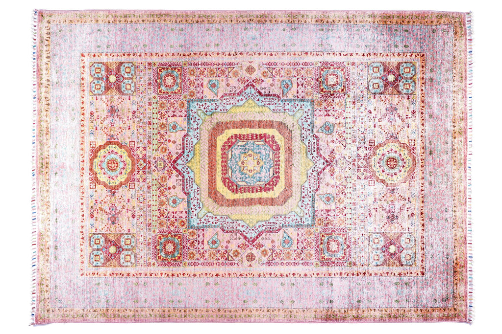 Pastel Vintage Turkish Rug 7.80 x 5.67 Ft – Handmade Oushak Area Rug – Soft Pink Boho Rug – One of a Kind Anatolian Carpet