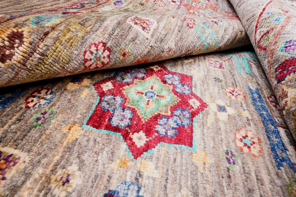 One of a Kind Sultani Afghan Rug 6.39 x 5.02 Ft – Handmade Tribal Area Rug – Vintage Afghan Carpet – Earthy Neutral Boho Rug