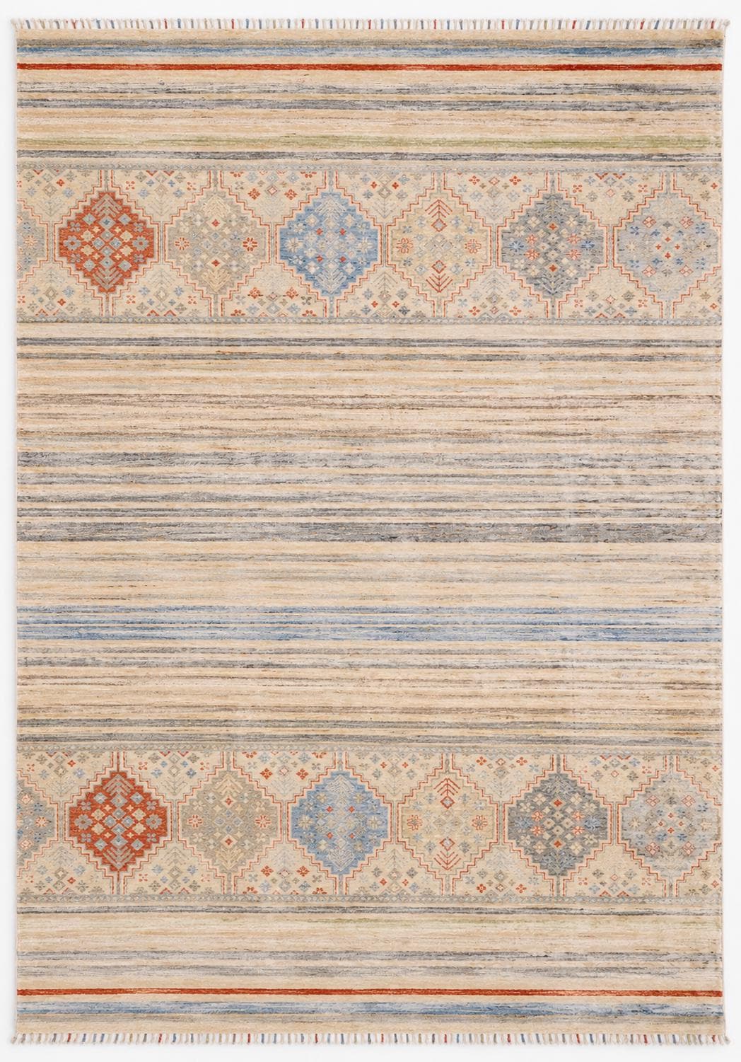 Handmade Sultani Rug 7.94 x 5.54 ft, Turkish Style Area Rug, Neutral Beige Wool Rug, Vintage Look Handwoven Rug, Luxury Living Room Carpet