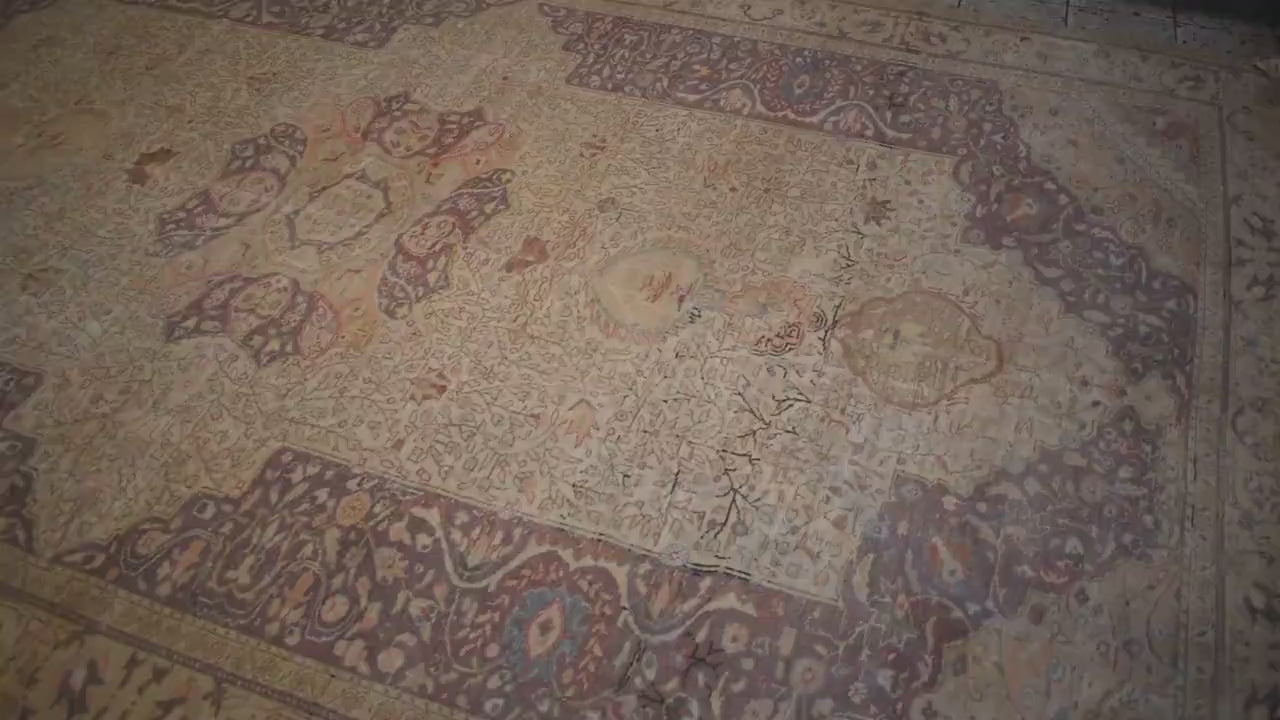Hand Knotted Vintage Turkish Kayseri Rug 12x8 ft, Large Wool Area Rug, Neutral Oriental Carpet, One of a Kind Luxury Rug