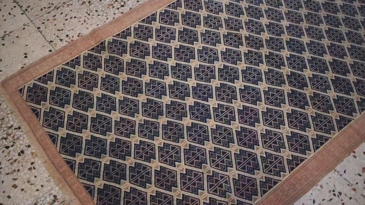 Hand Knotted Turkish Rug 6.3x3.9 ft Vintage Handmade Wool Rug, One of a Kind Floral Runner Rug, Neutral Boho Area Rug