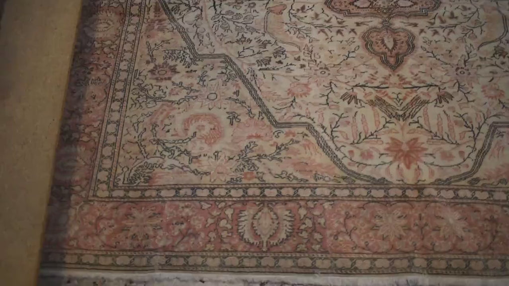 Hand Knotted Kayseri Rug 7.5x12 ft, Vintage Turkish Area Rug, Large Oushak Style Carpet, Handmade Wool Rug, Neutral Luxury Living Room Rug