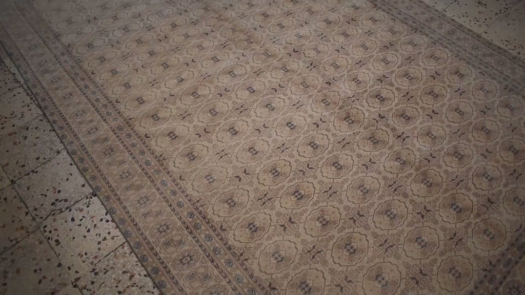 Handmade Wool Rug 6.6x9.35 ft Kayseri Rug, Turkish Vintage Area Rug, Neutral Beige Carpet, Large Living Room Rug, One of a Kind